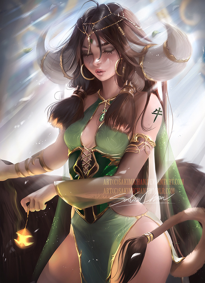 Chinese Zodiac.:Ox:. - Art, Horoscope, Zodiac signs, Bull, Girls, Sakimichan