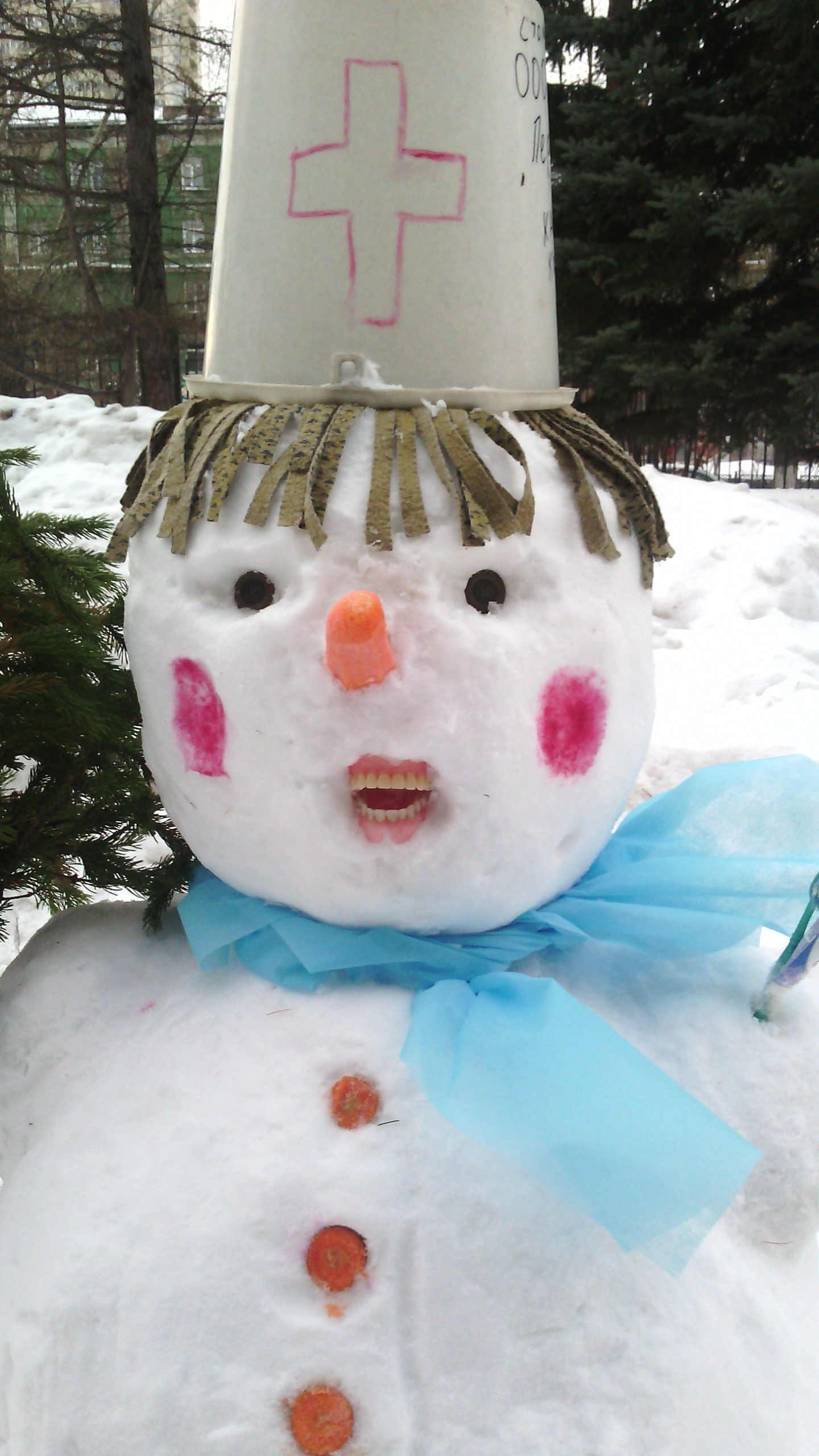 Severe Siberian snowman) - My, snowman, Toothbrush, Winter, Fantasy, crazy hands, Longpost, False jaw