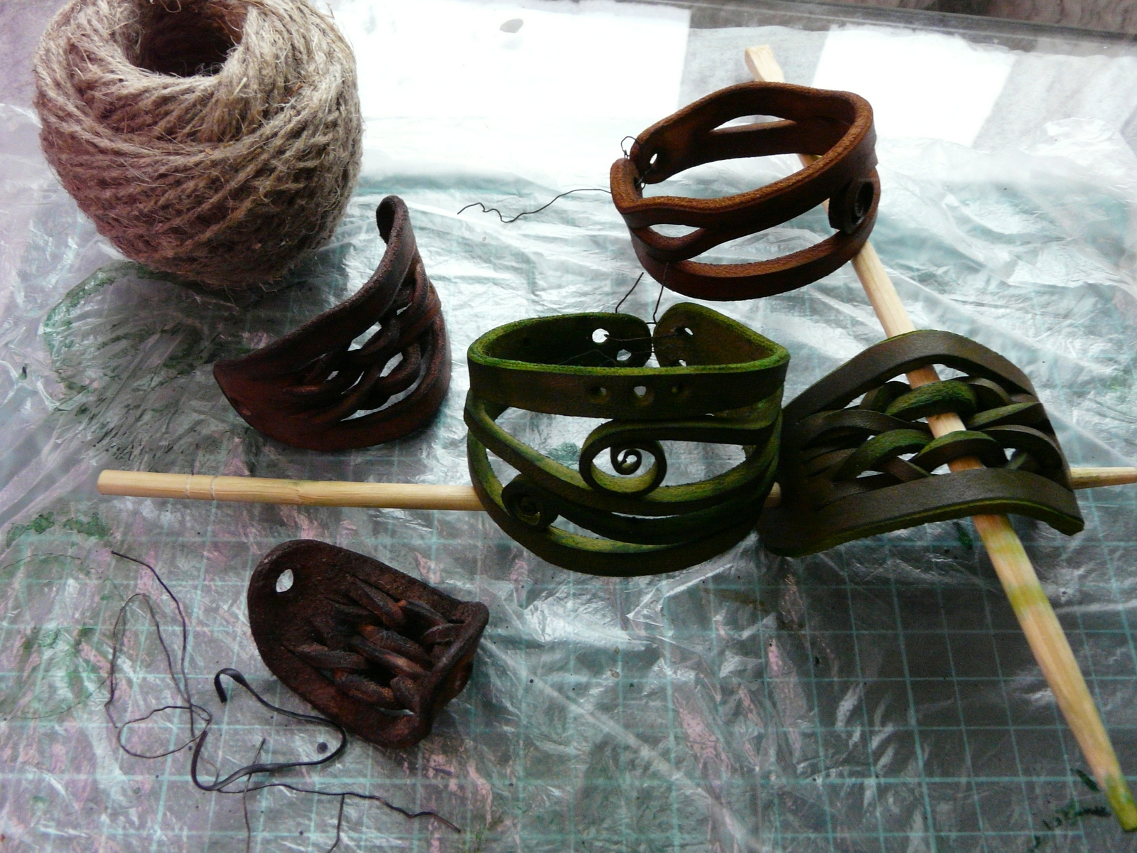 Step-by-step process of creating smoked leather bracelets - My, , Leather, A bracelet, Process of creation, Master Class, Handmade, Decoration, Longpost, Creation