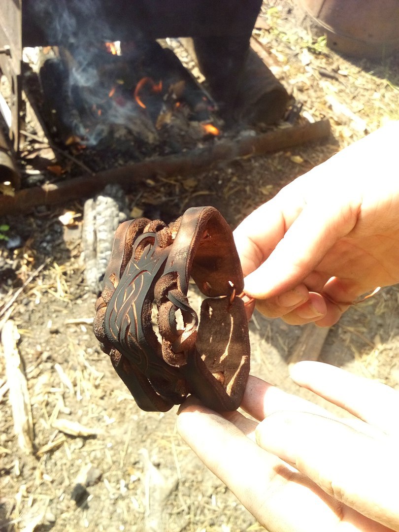 Step-by-step process of creating smoked leather bracelets - My, , Leather, A bracelet, Process of creation, Master Class, Handmade, Decoration, Longpost, Creation