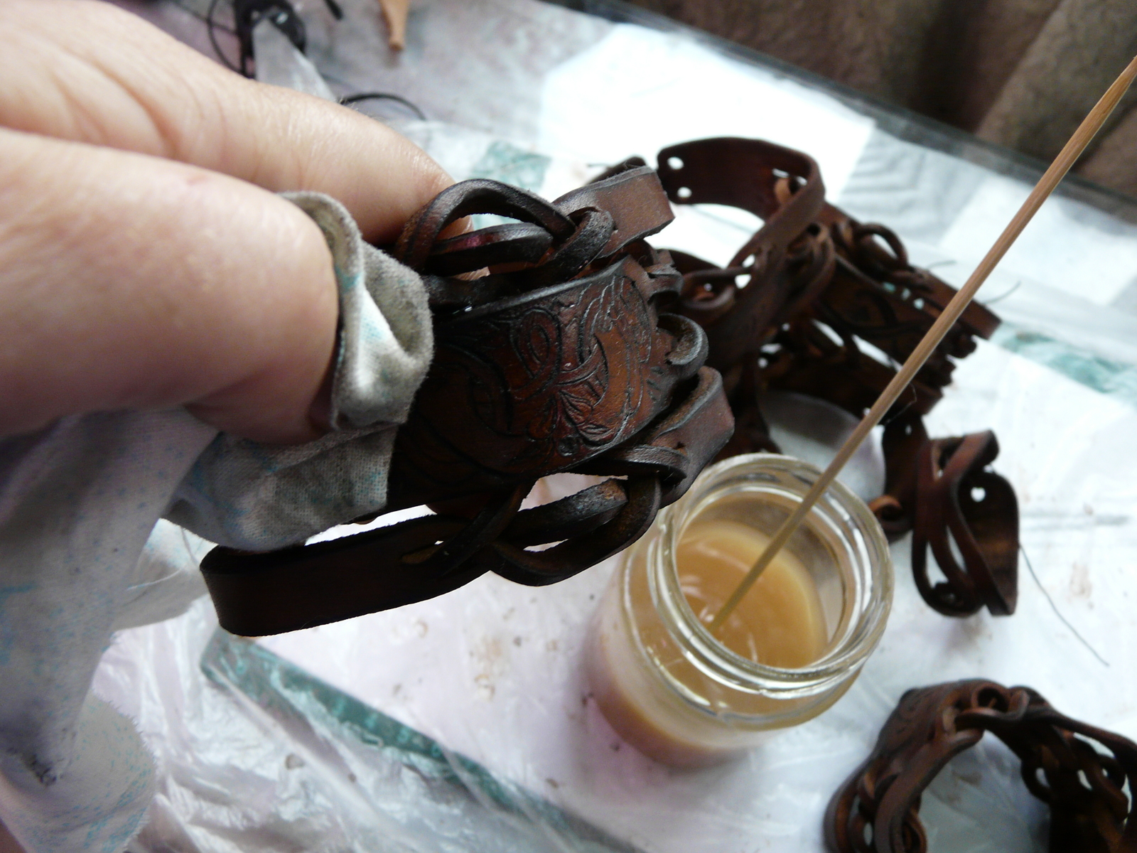 Step-by-step process of creating smoked leather bracelets - My, , Leather, A bracelet, Process of creation, Master Class, Handmade, Decoration, Longpost, Creation