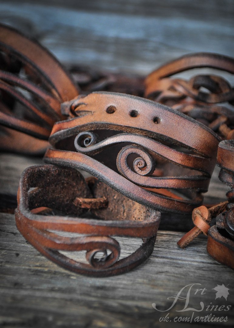 Step-by-step process of creating smoked leather bracelets - My, , Leather, A bracelet, Process of creation, Master Class, Handmade, Decoration, Longpost, Creation