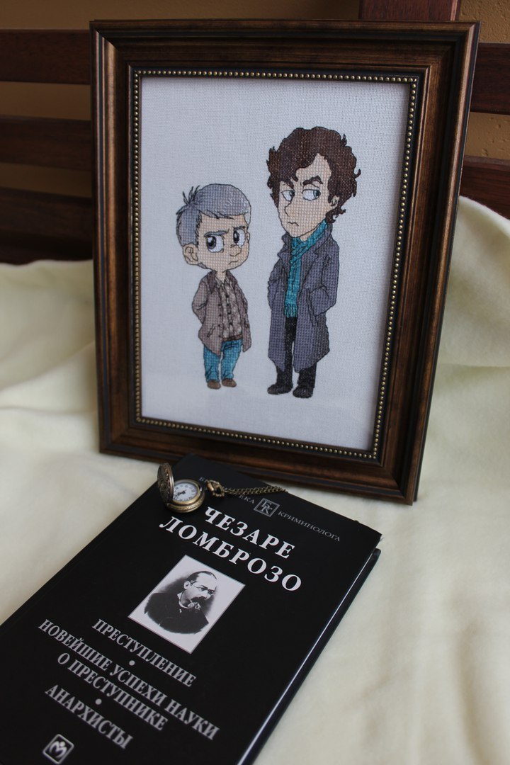 Sherlock and Watson (cross stitch) - My, Cross-stitch, Needlework, Presents, Longpost