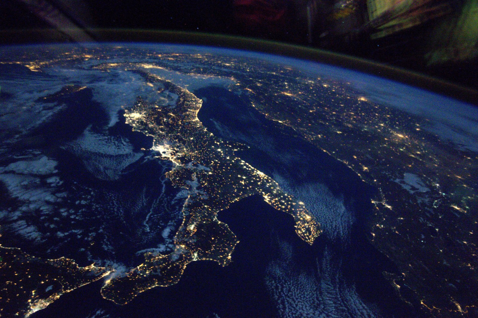 Night Italy - Space, Italy, ISS