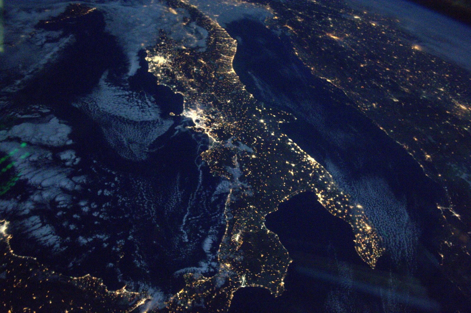 Night Italy - Space, Italy, ISS