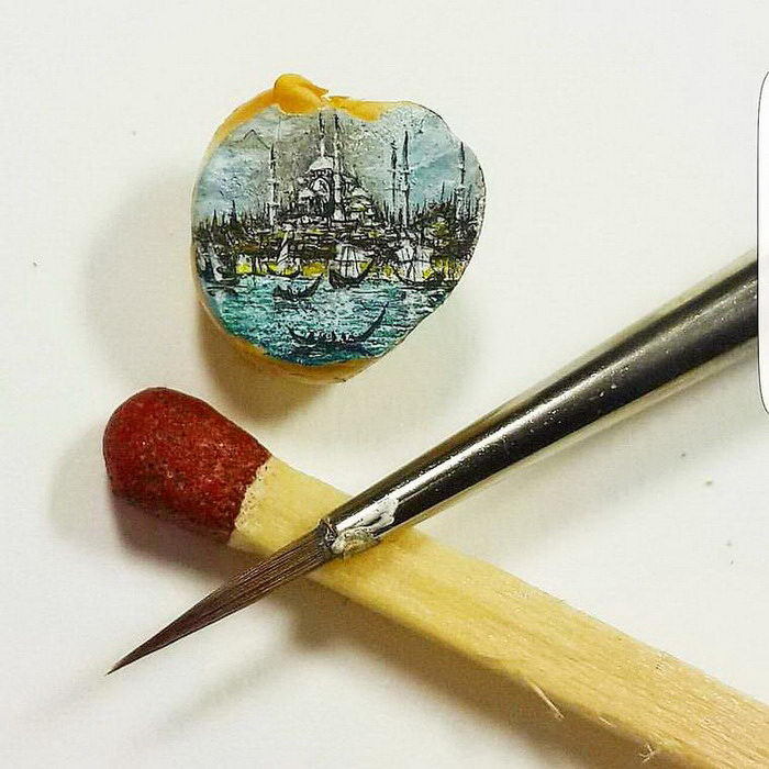 Drawings on grains, matches and other very small objects. - Drawing, Miniature, Artist, Longpost