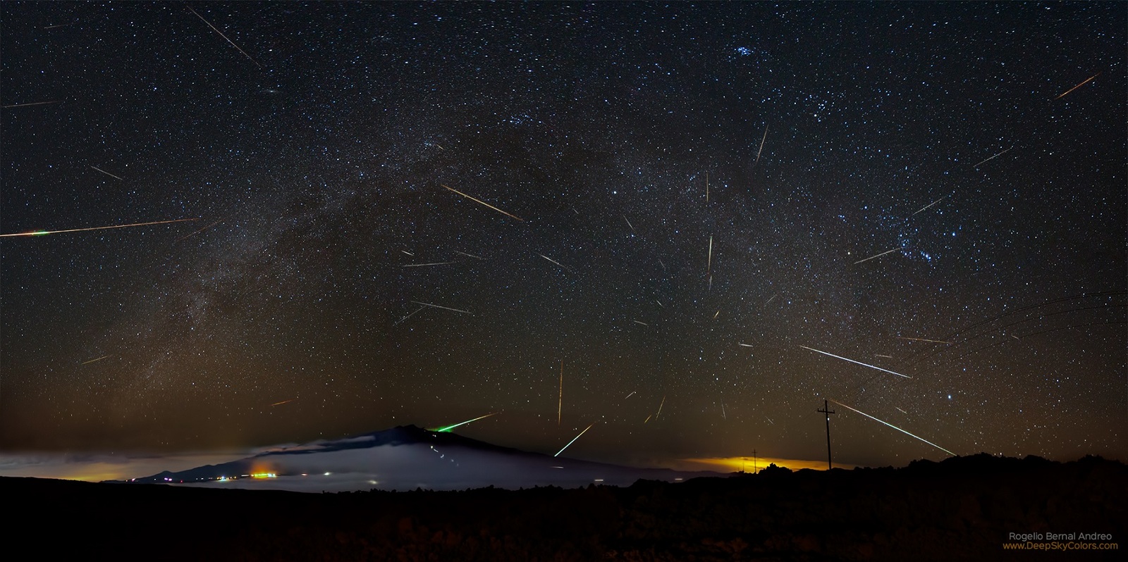 Star Rain - Geminids, Milky Way, Deep space, Mauna Kea Volcano