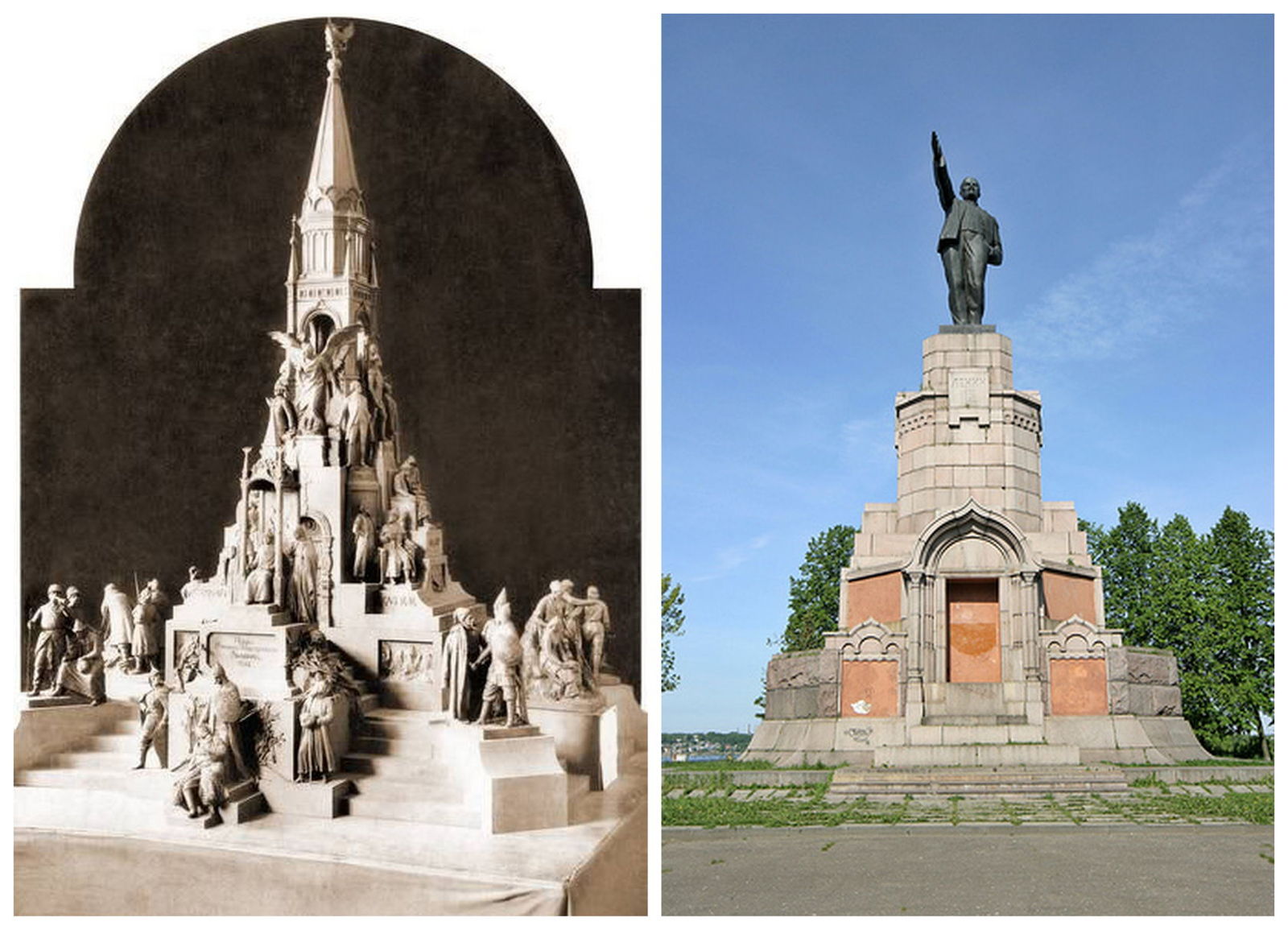 Monuments to Lenin on the pedestals of other monuments - Lenin, Monument, Russia, Empire, Pedestal, Story, Old photo, Longpost