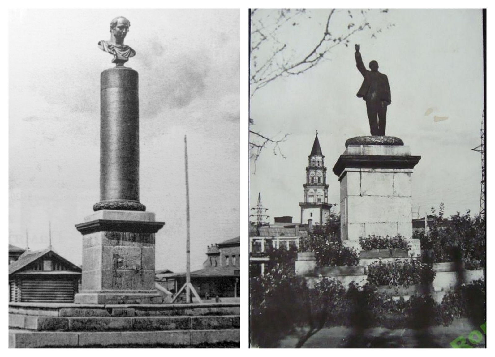 Monuments to Lenin on the pedestals of other monuments - Lenin, Monument, Russia, Empire, Pedestal, Story, Old photo, Longpost