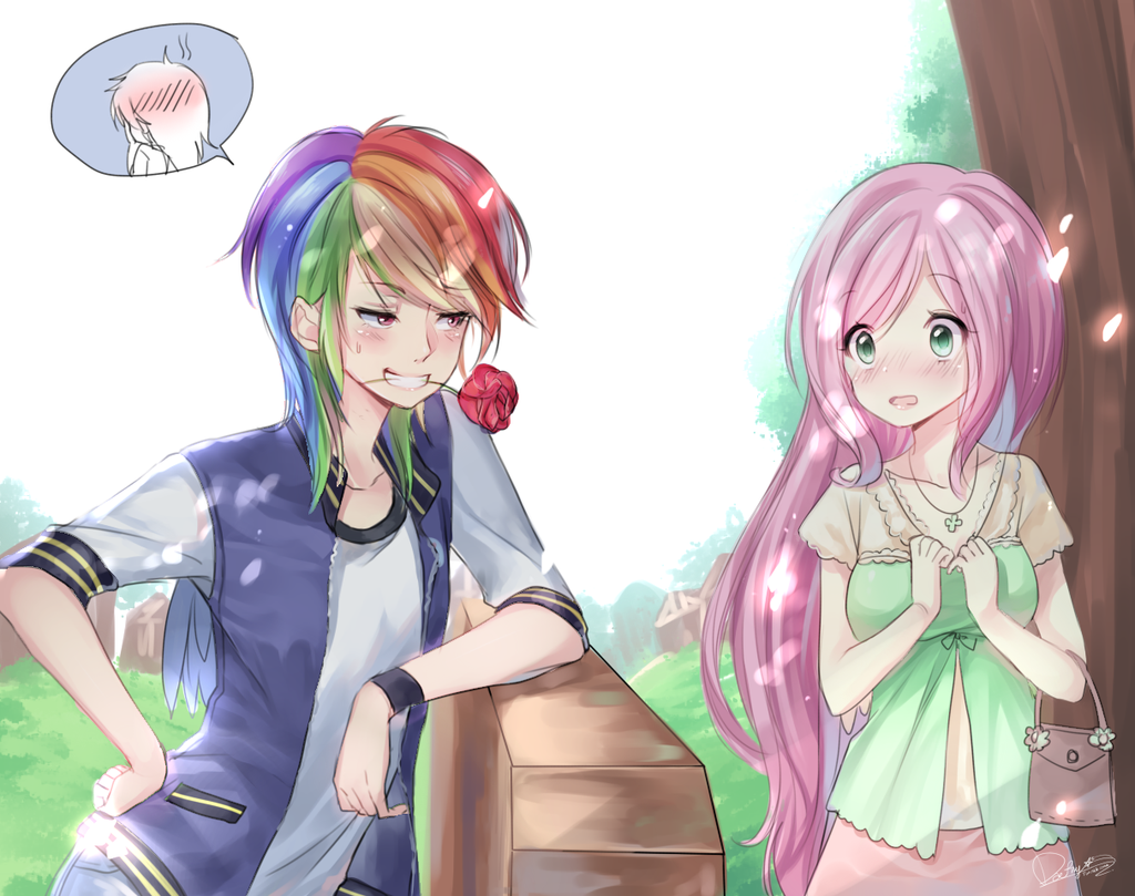 Flirt with FS - My Little Pony, Rainbow Dash, Fluttershy, Шиппинг, MLP Lesbian, Хуманизация