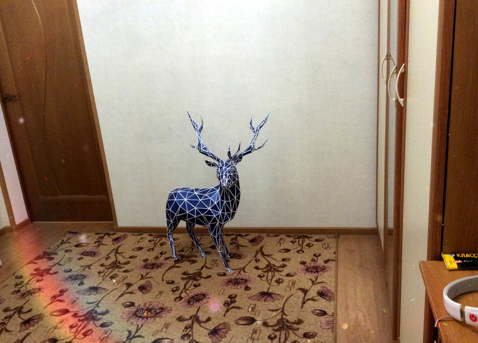 A piece of the process and the result :3 - My, Deer, New Year, Decoration, Interior, Handmade, With your own hands, Pepakura, Longpost, Deer, Papercraft