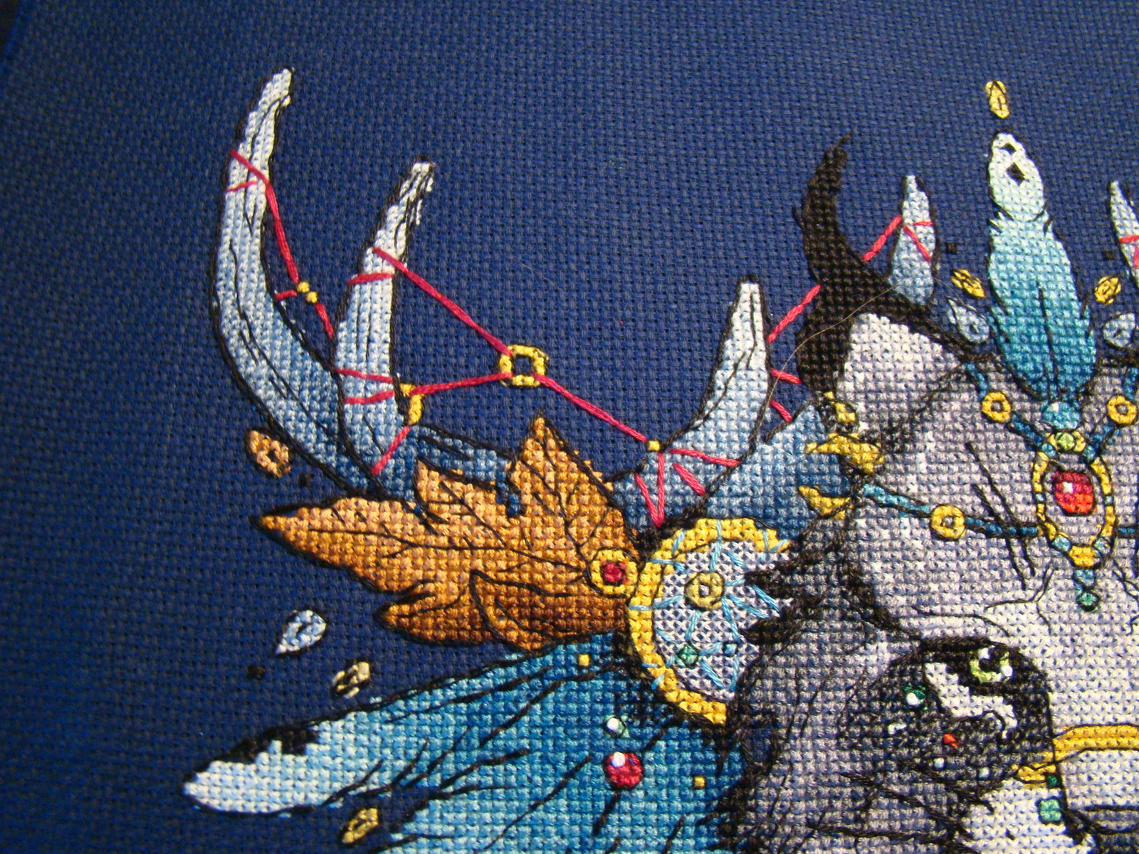 Dreamcatcher - Lynx - My, Cross-stitch, Needlework