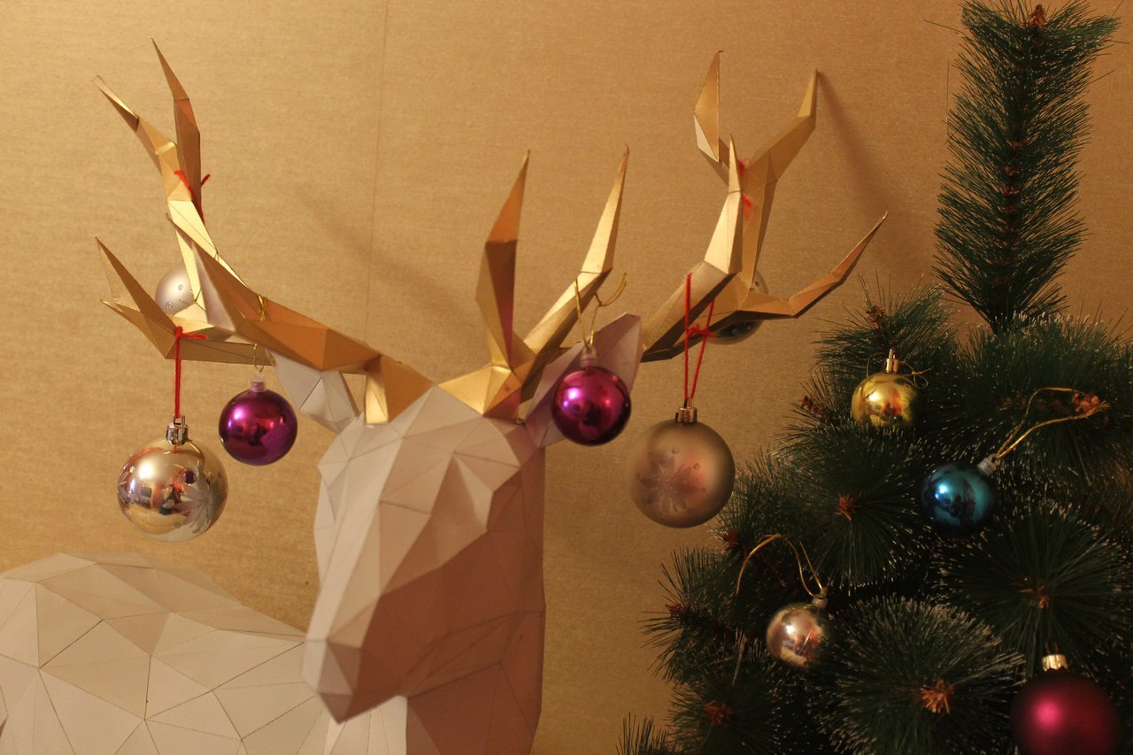 New Year paper deer) - Deer, New Year, Decoration, Holidays, Pepakura, Papercraft, With your own hands, Longpost, Deer