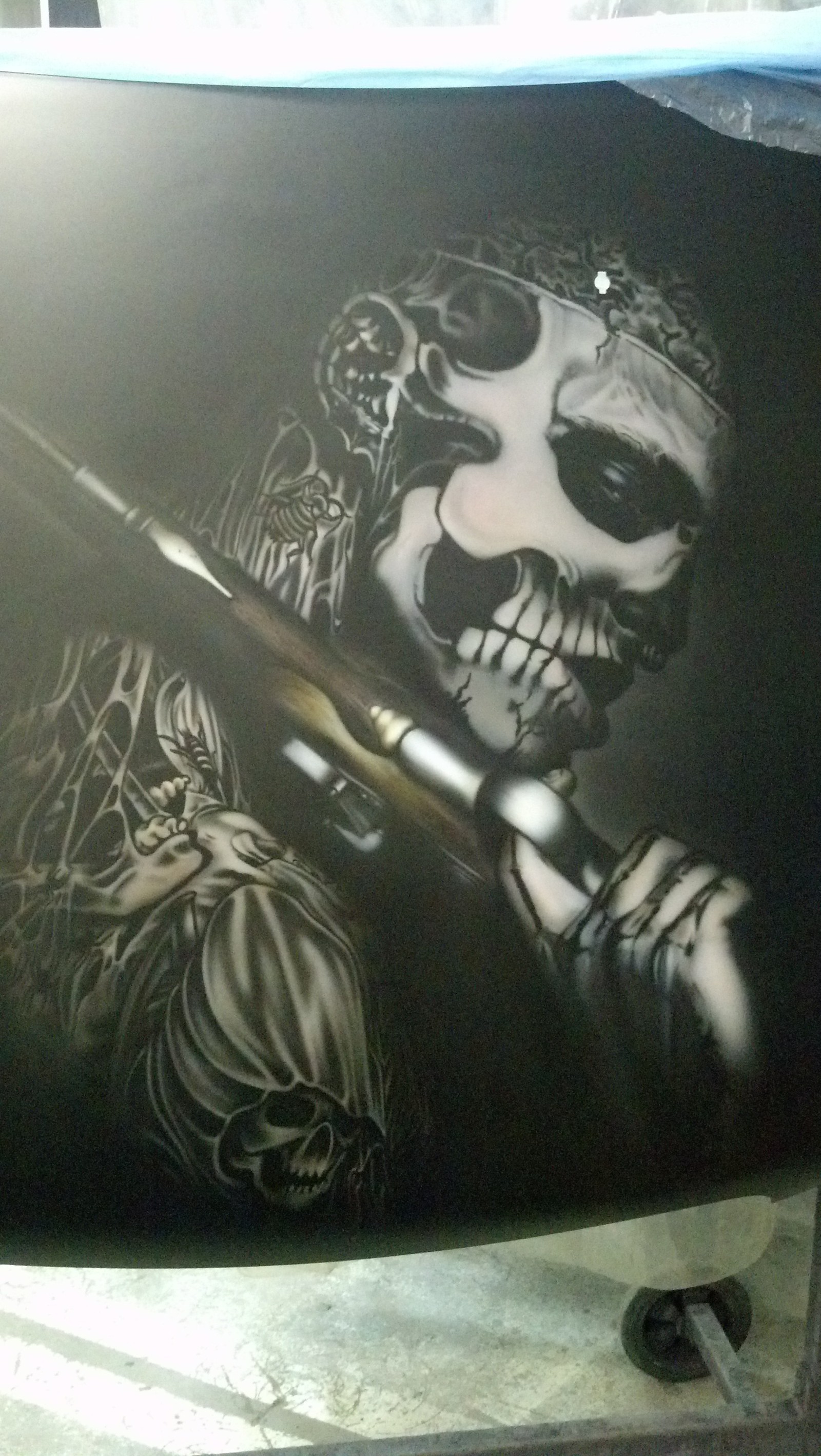 Zombie fight on the hood - My, Airbrushing, Zombie Boy, Hood, Art, Art, 