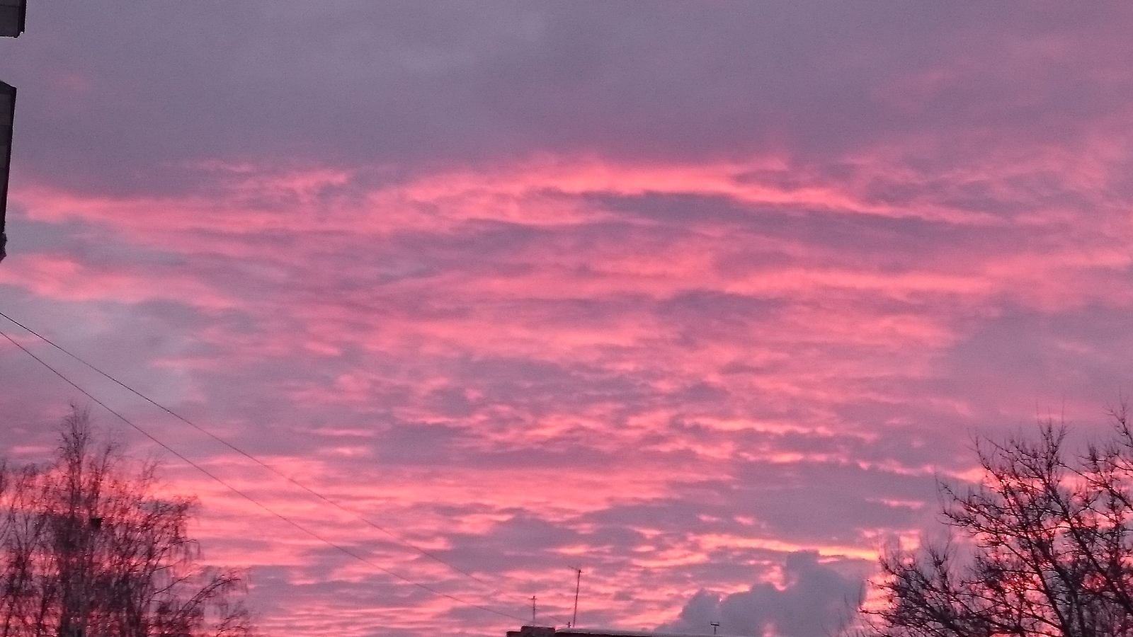 Scarlet frosty sunset - My, Sunset, , Sky