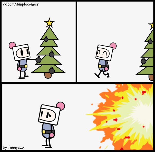 Decorated the Christmas tree - My, Humor, Comics, Games, Bomberman, Holidays, New Year, Christmas trees