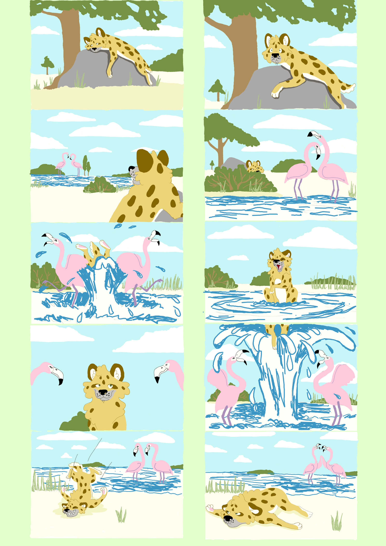 Comic - My, Comics, Hyena, Flamingo, SAI, The first pancake is lumpy