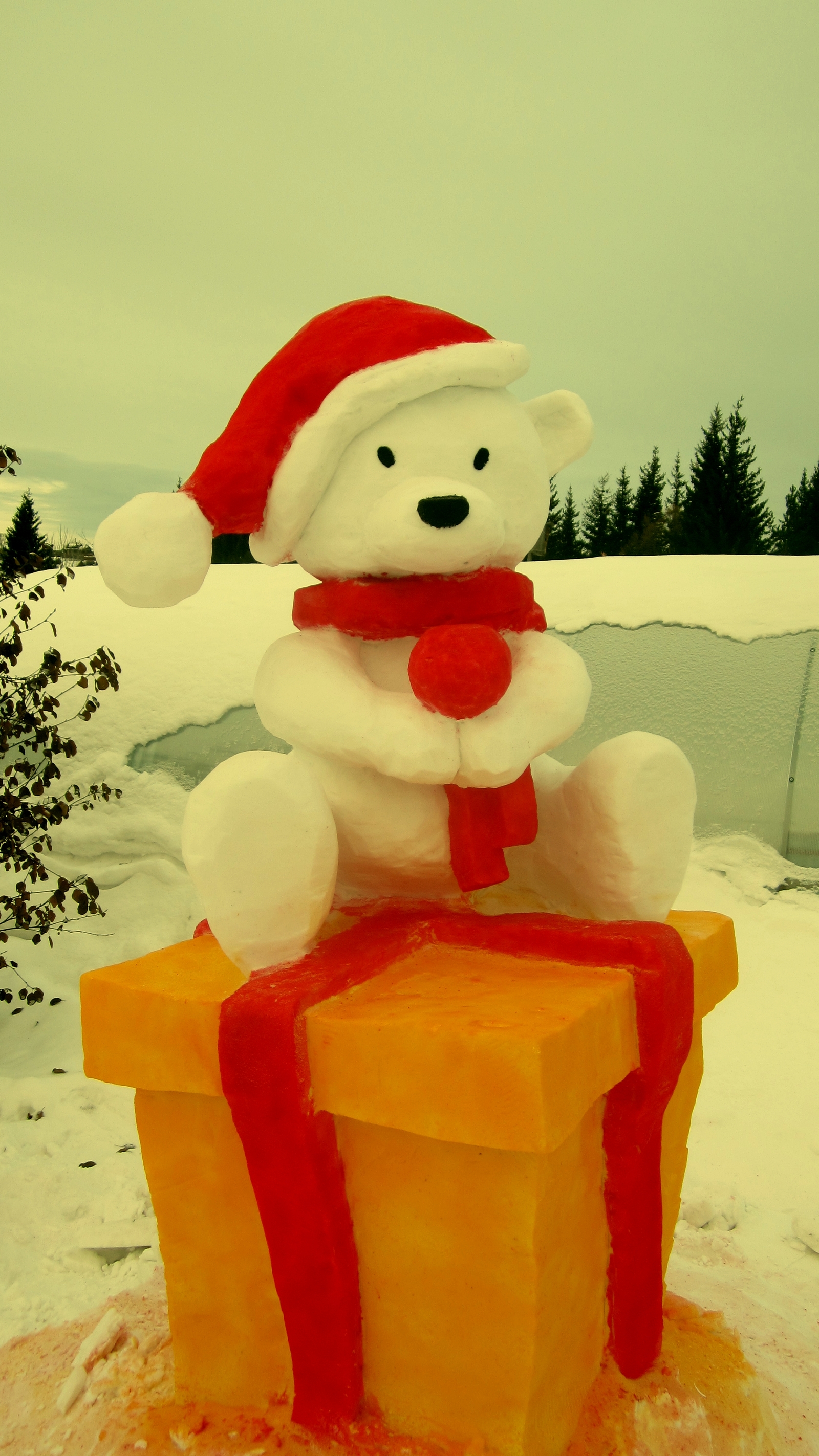 Snow bear - My, The Bears, Snow figures, Sculpture, Holidays, Longpost