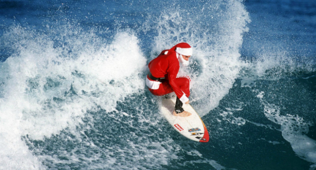 Australian Santa is already rushing to you.. - Santa Claus, Christmas, Surfing