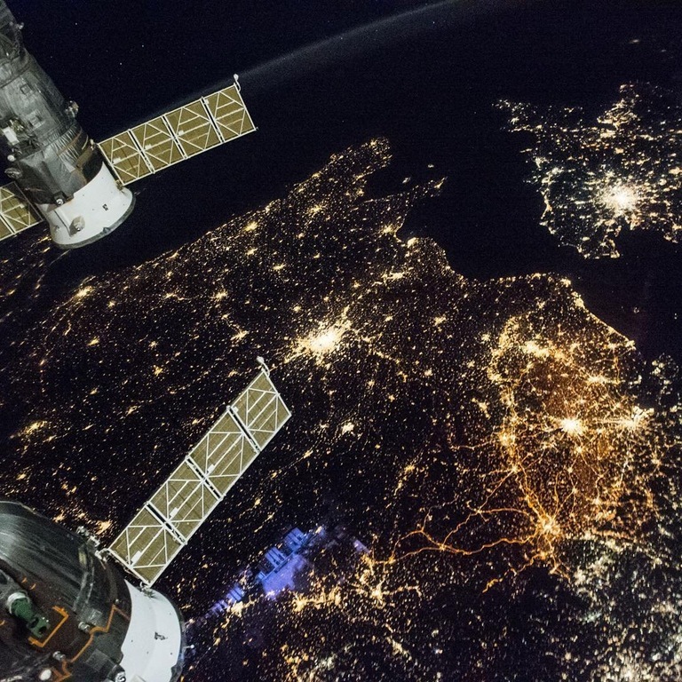 (NASA) Northern Europe at night - NASA, Space, Land, Satellite