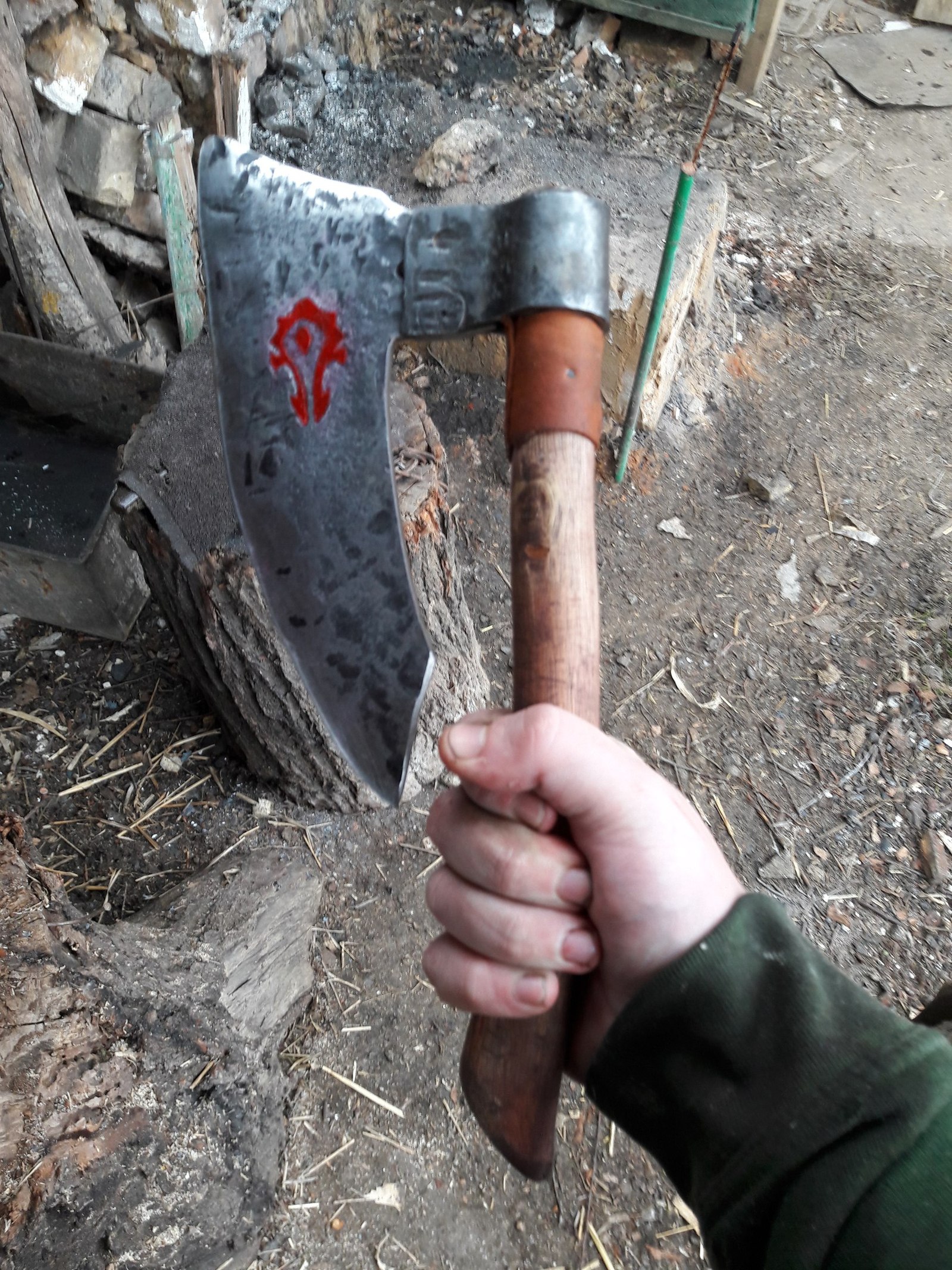 Orc Throwing Hatchet - My, Axe, Orcs, Forging, My, Warcraft, Tree, Longpost