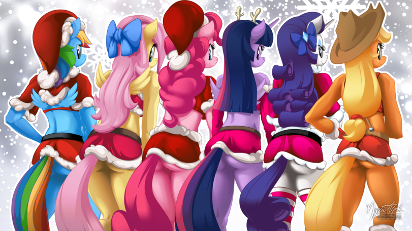 Anthroponies! Winter. - NSFW, My little pony, Anthro, Mane 6, Winter, multifandom, Rule 34, MLP Suggestive