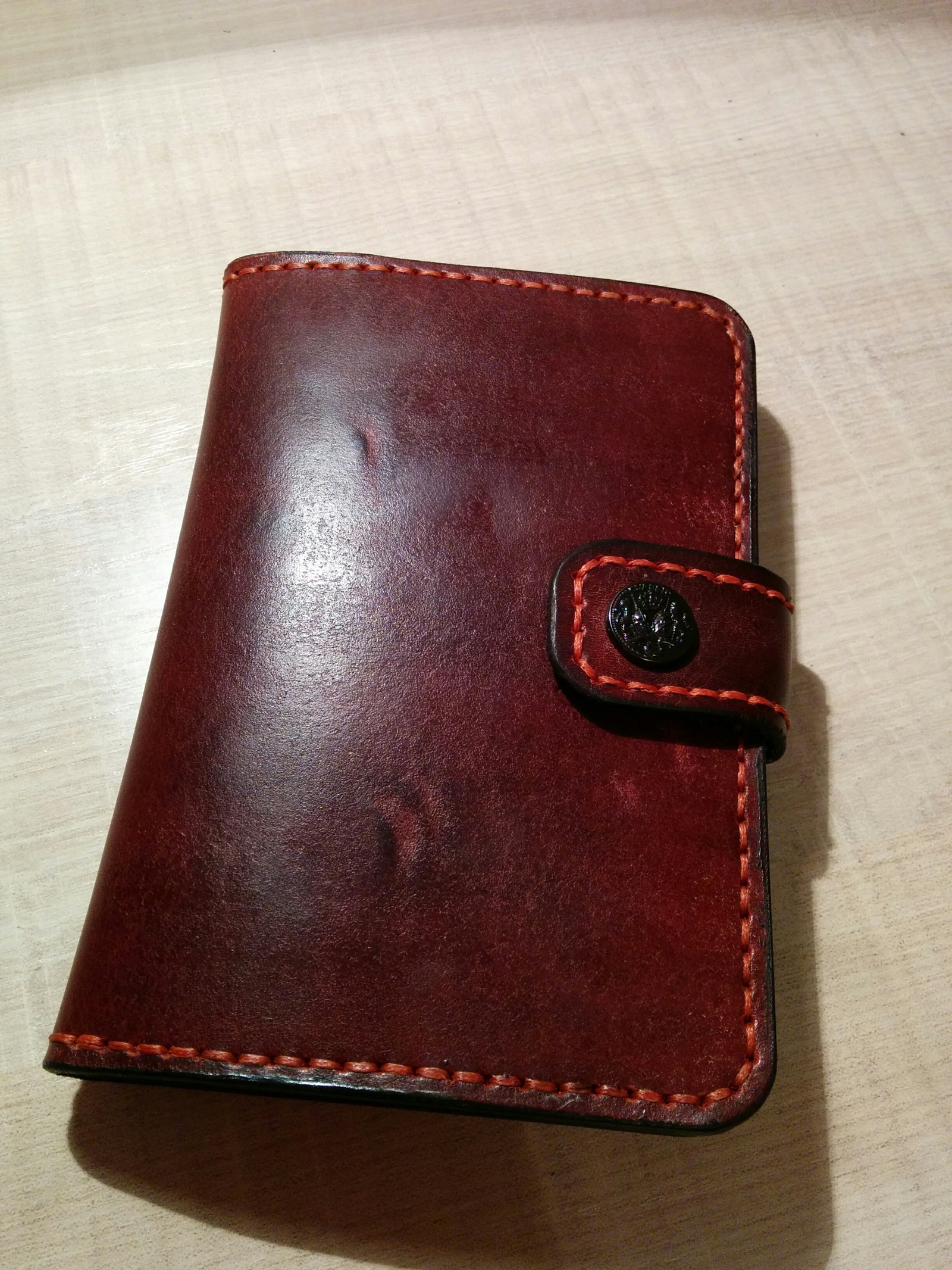 Wallet / document holder made of leather with your own hands - My, Leather, , With your own hands, Leather products, Longpost, Purse