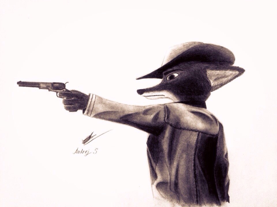 Cowboy - My, Drawing, Cowboys, Revolver, Pencil drawing, Furry, Furry art