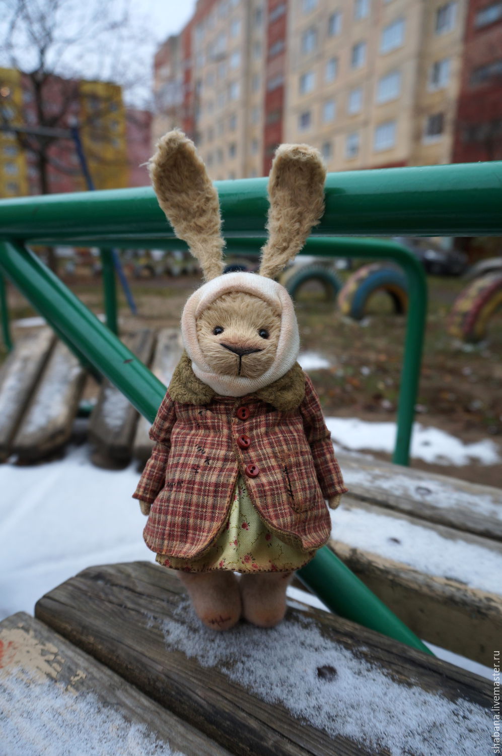 I think this bunny is cooler than any Barbie and Teddy bears - Hare, Soft toy, Benches, Toys