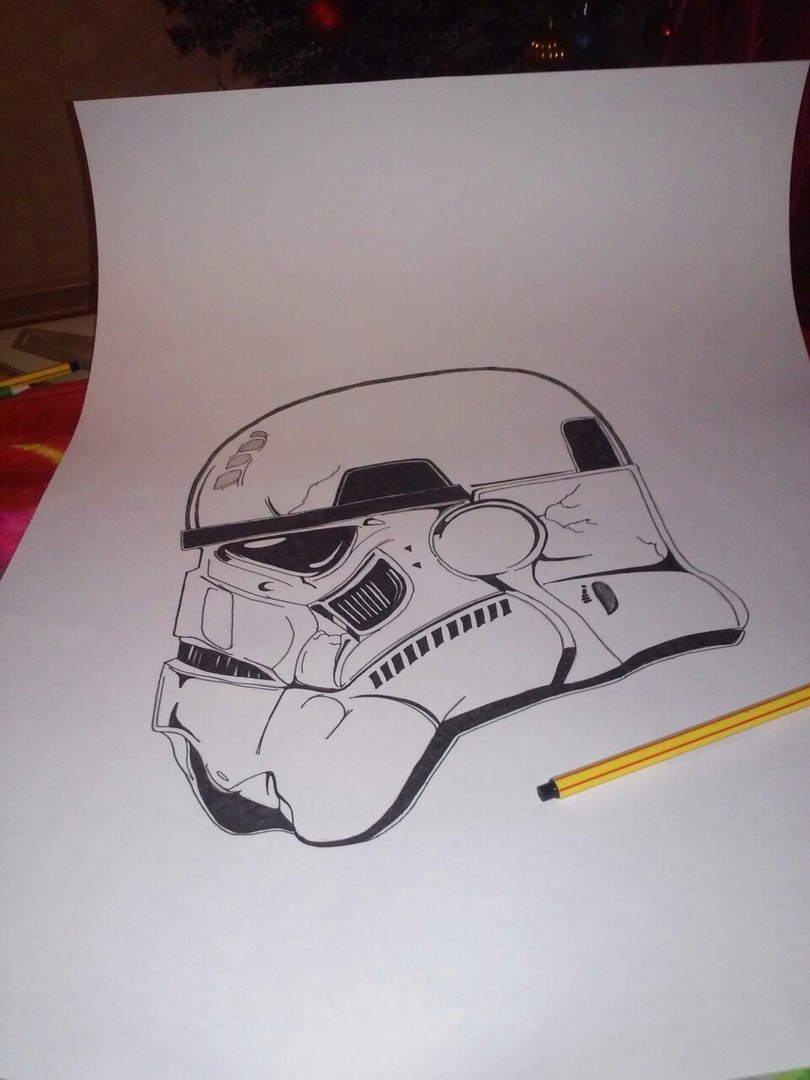 My night.. - My, Drawing, Star Wars, Stormtrooper, Night, Didn't sleep, Longpost