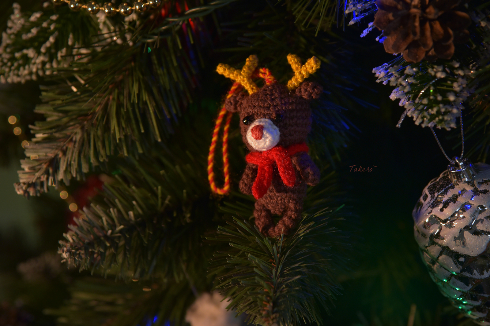 Christmas deer and giraffe :) - My, Needlework, Crochet, Takero, New Year, Deer, Giraffe, Toys, Longpost, Deer