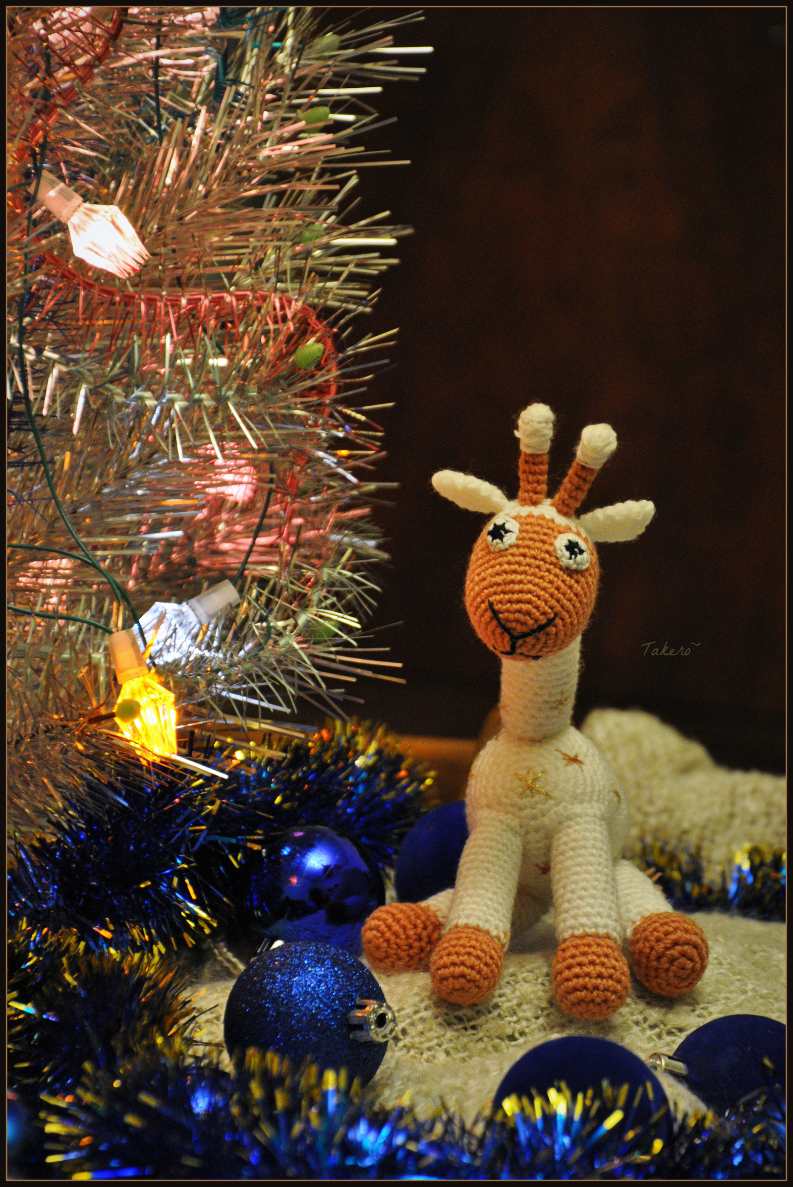 Christmas deer and giraffe :) - My, Needlework, Crochet, Takero, New Year, Deer, Giraffe, Toys, Longpost, Deer