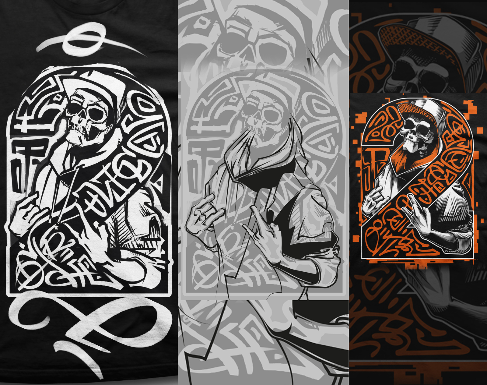 A series of numbers. 2 and the inscription be yourself or die. Text in English. - My, T-shirt, Print, Scull, Graffiti, Hip-hop, Art, Images, Illustrations, Longpost