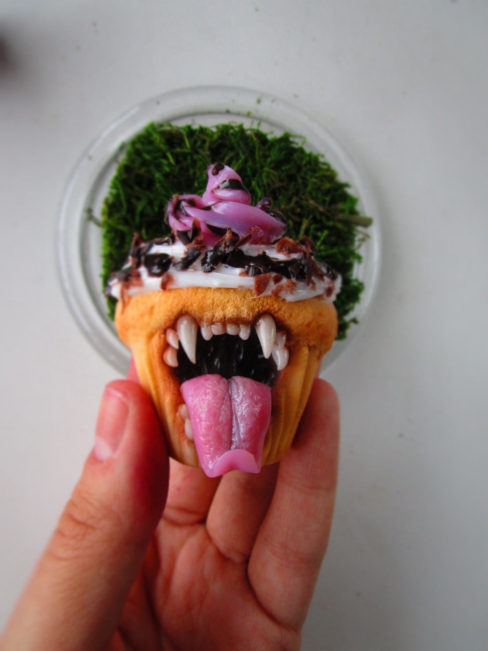 Predatory cupcakes - My, Sweets of the face, Toothbrush, Polymer clay, Longpost, Needlework without process