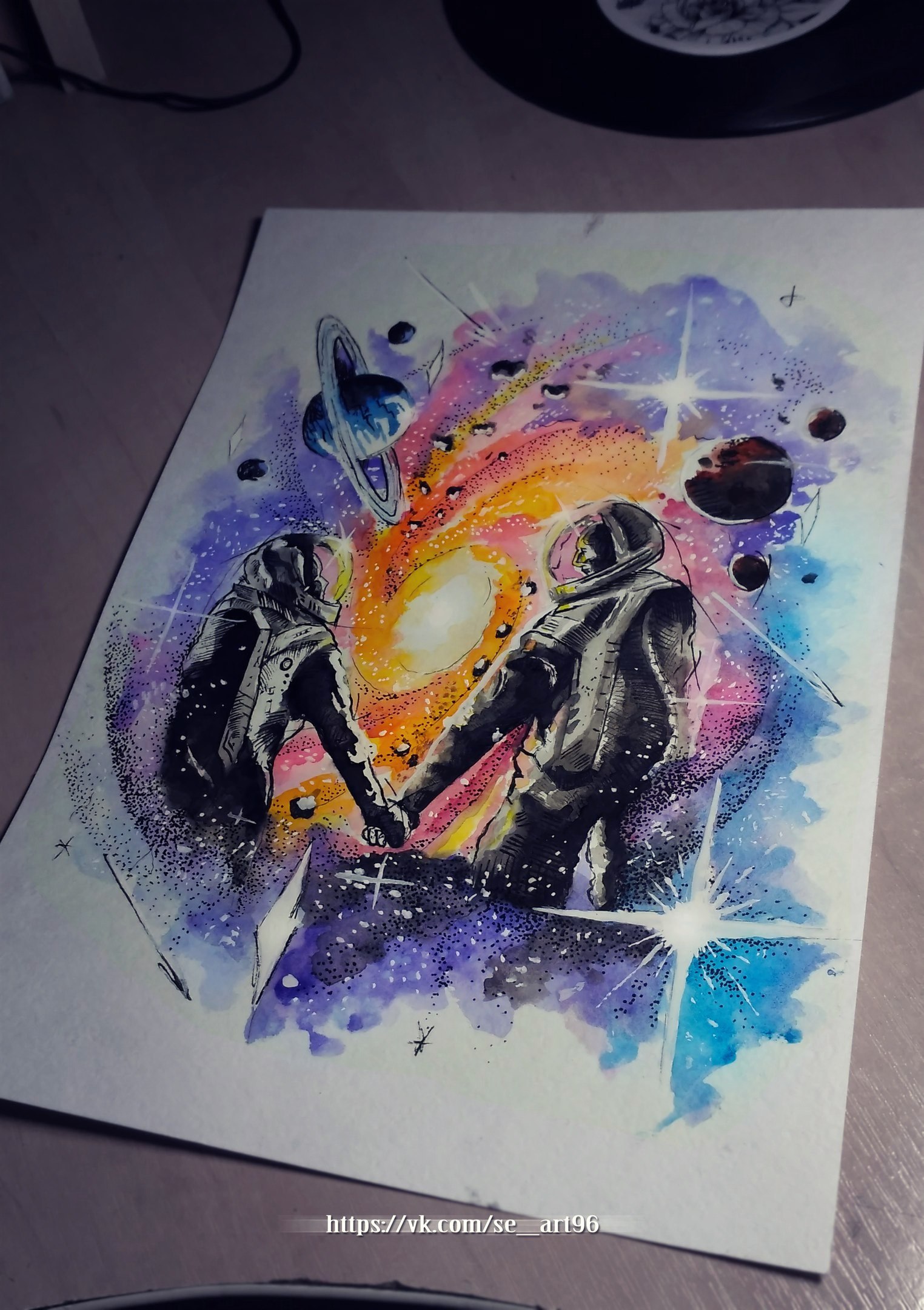 Through the Galaxy - My, Drawing, Space, Watercolor