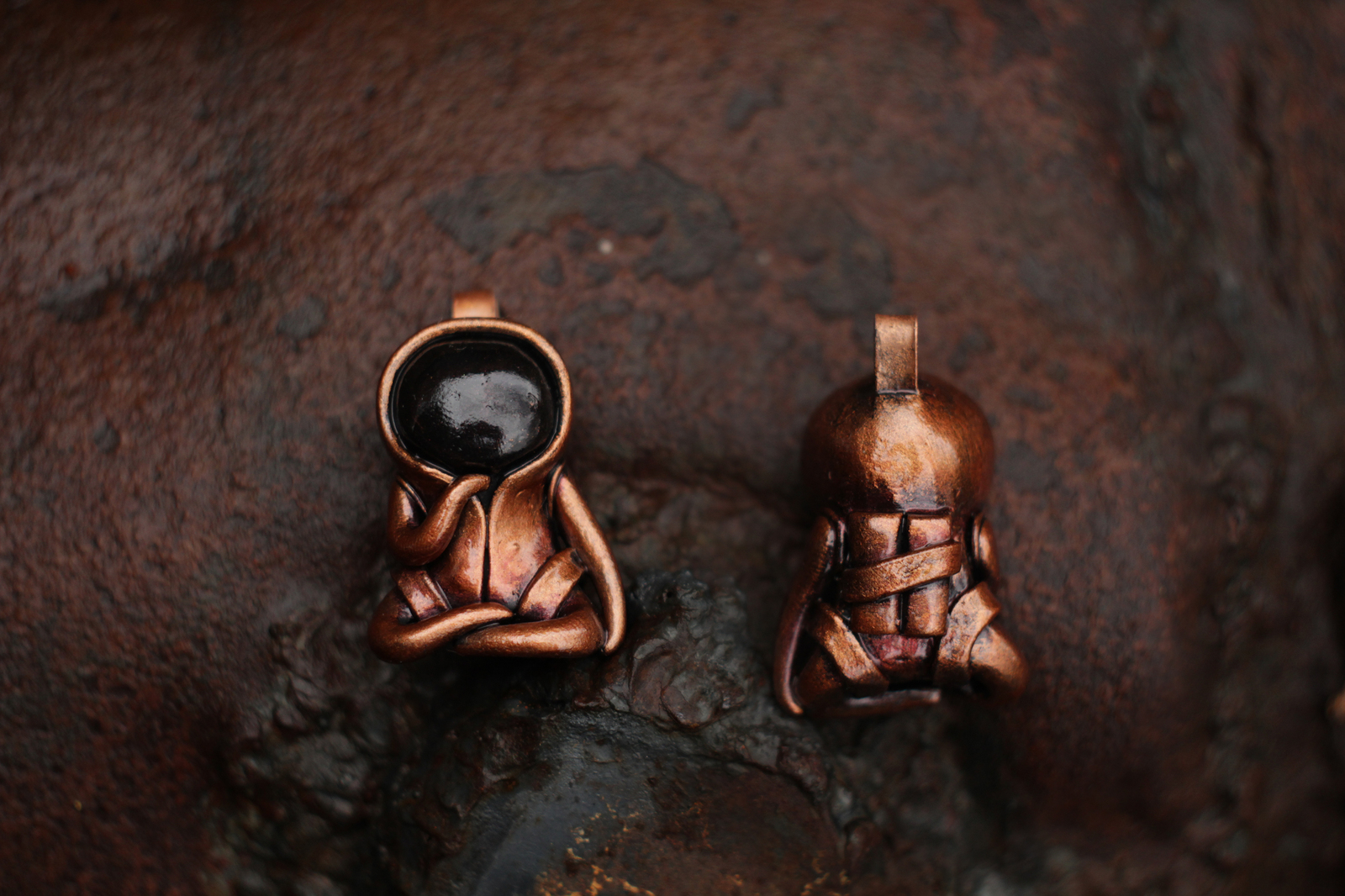 Tramps of the post-apocalyptic world, polymer clay pendants. - My, Polymer clay, Pendant, Handmade, Cyberpunk, Fantasy, Spacesuit, Tramp, Longpost