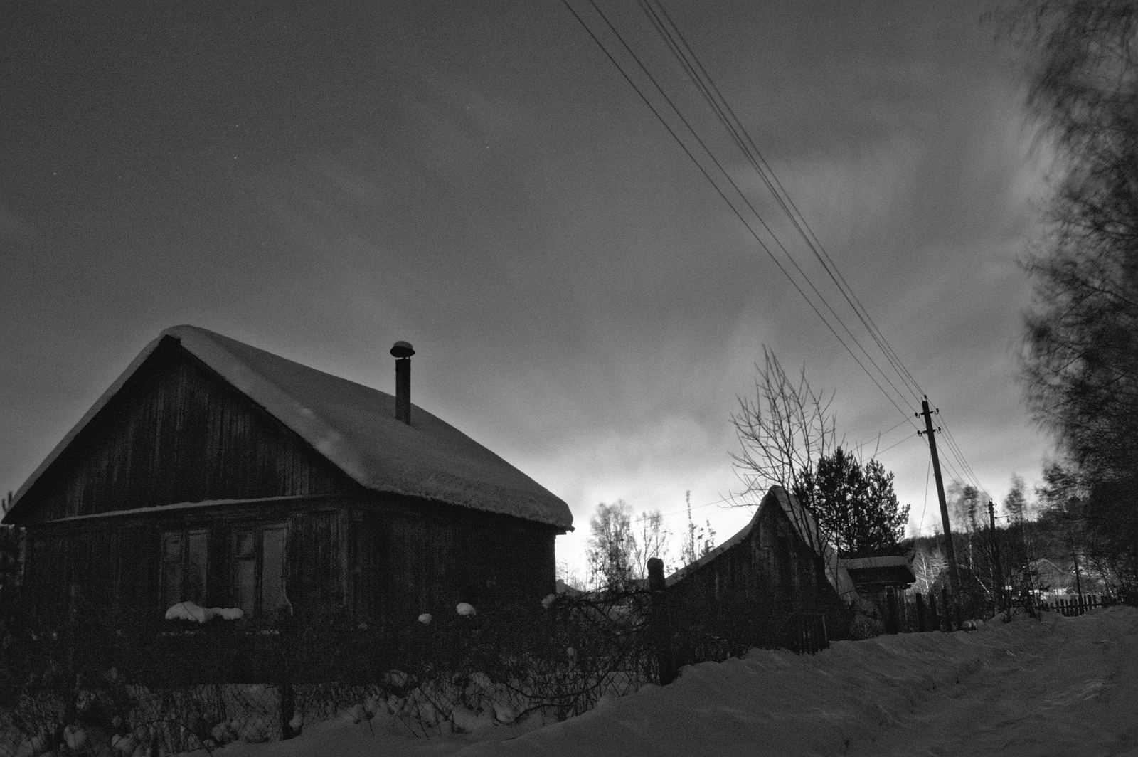 Somewhere in the countryside - My, Black and white, Night, Canon