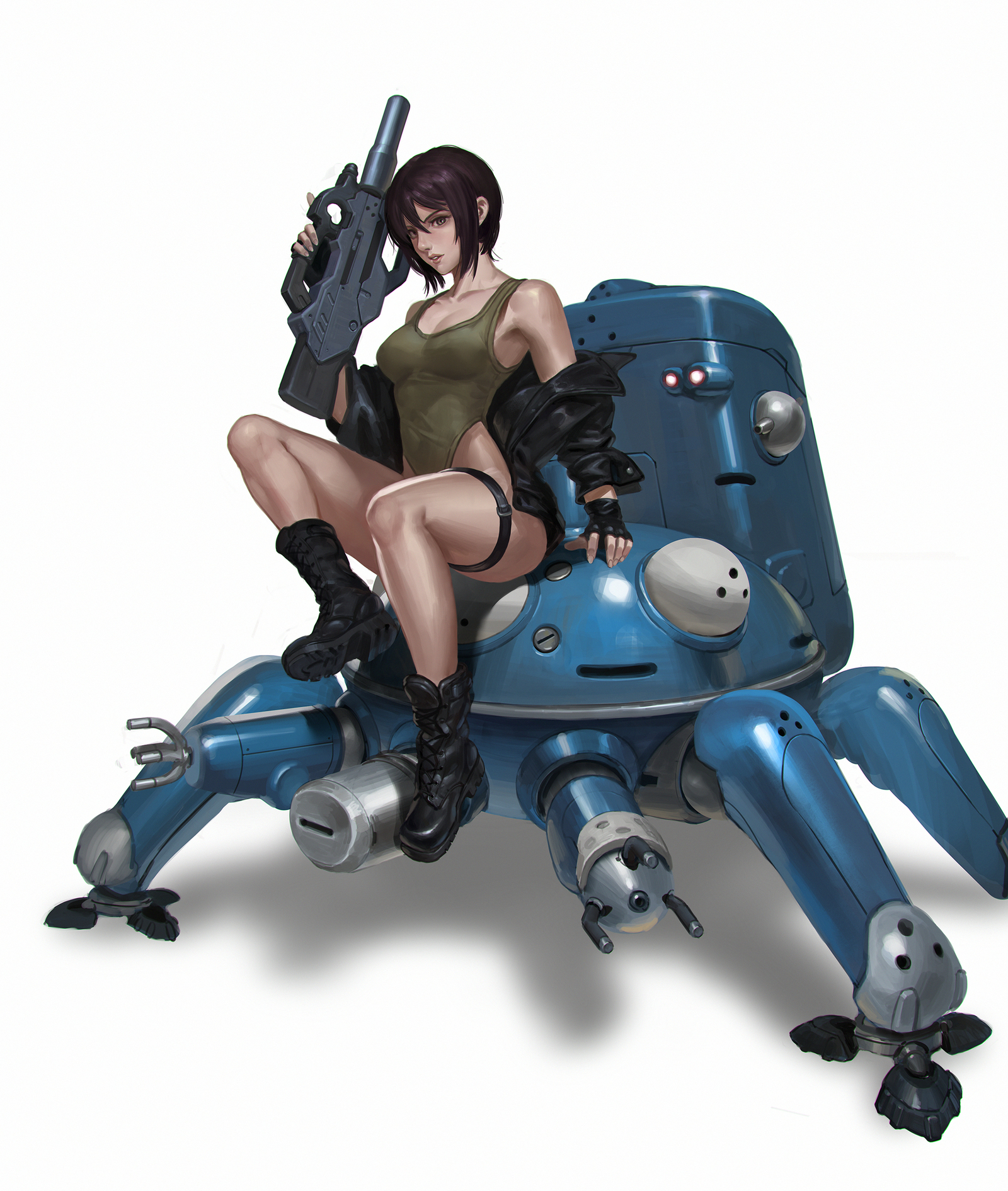 Kusanagi Motoko - Anime Art, Аниме, Призрак в доспехах, Kusanagi Motoko, Tachikoma, Zhu qc