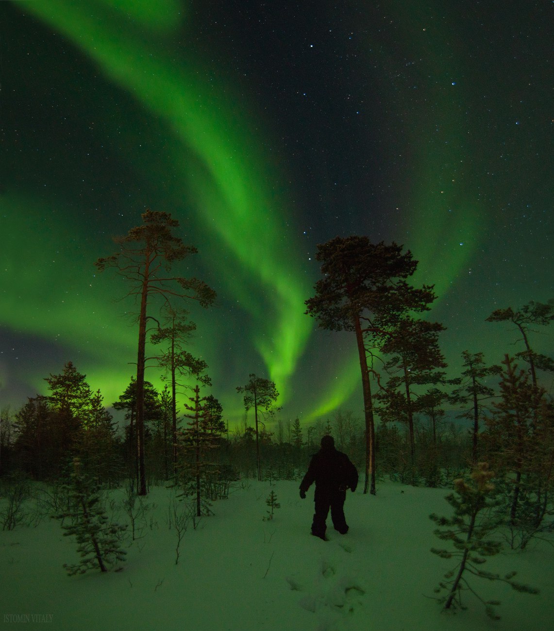 northern Lights - My, Winter, New Year, Russia, Photographer, Selfie, freezing, Longpost, The photo, Polar Lights