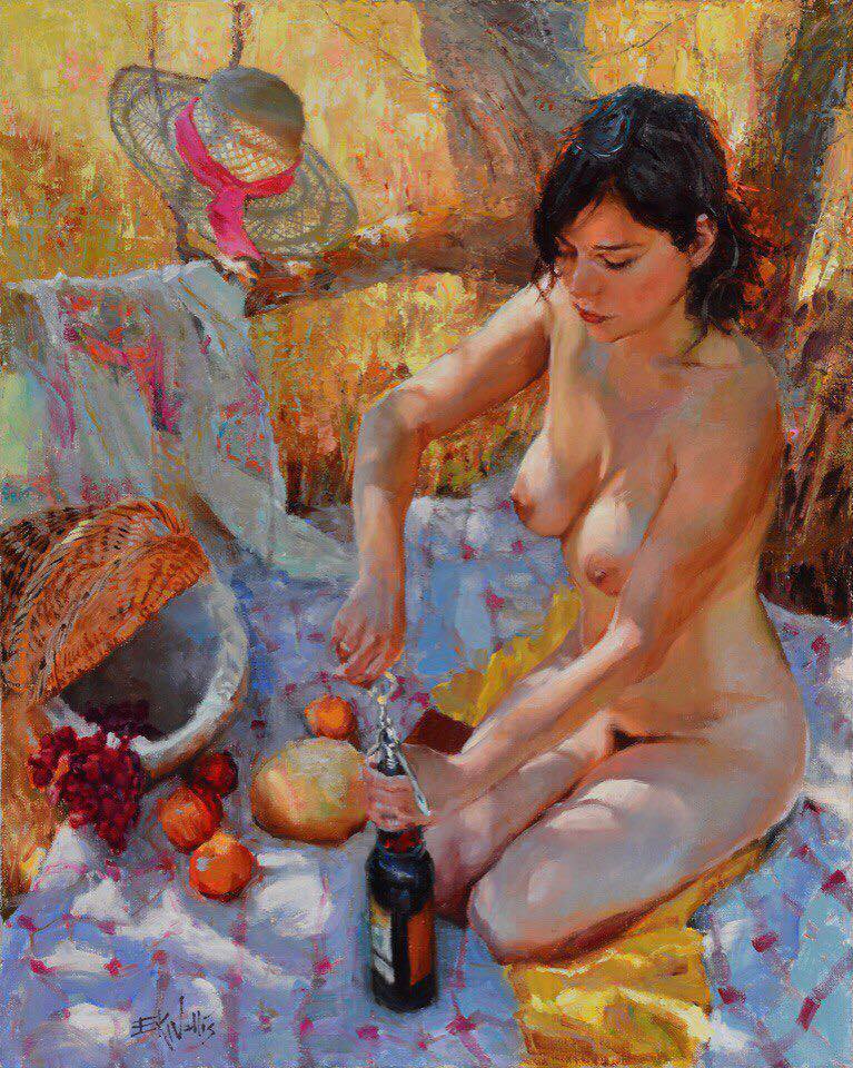 Лето - NSFW, Лето, Картина, Искусство, Живопись, Девушки, Вино, Eric Wallis