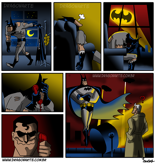 When you asked a friend to go to work instead of you! - Art, Dragonarte, Batman, Superman