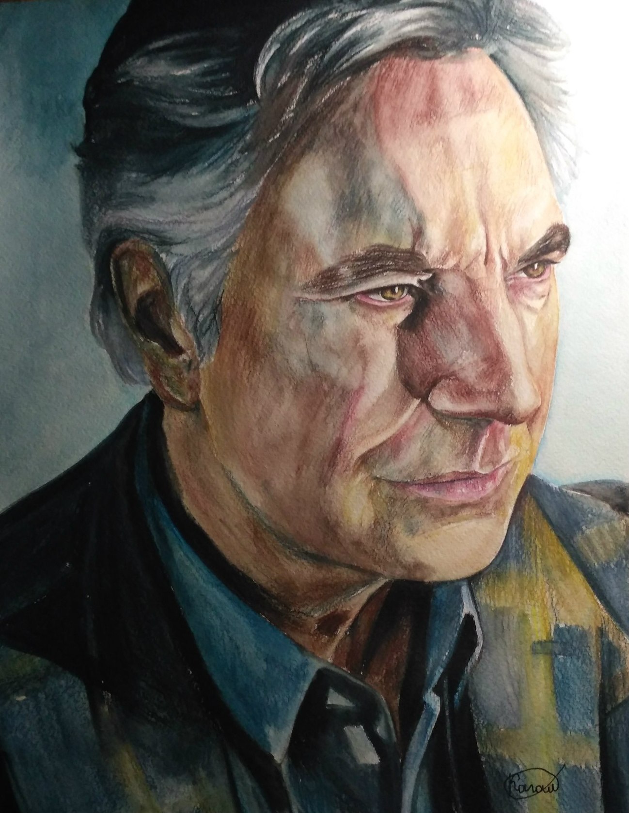 Watercolor. A3 format - My, Alan Rickman, Watercolor, Drawing, Art