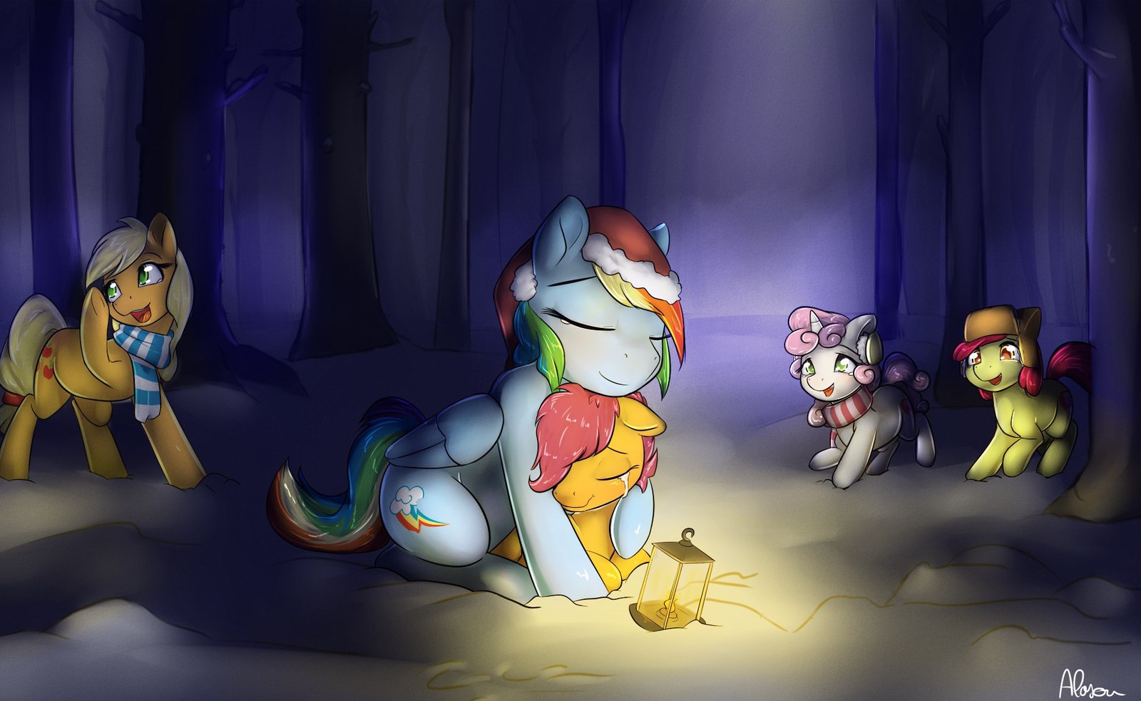 We found her! - My little pony, Rainbow dash, Scootaloo, Applejack, Applebloom, Sweetie belle, Alasou