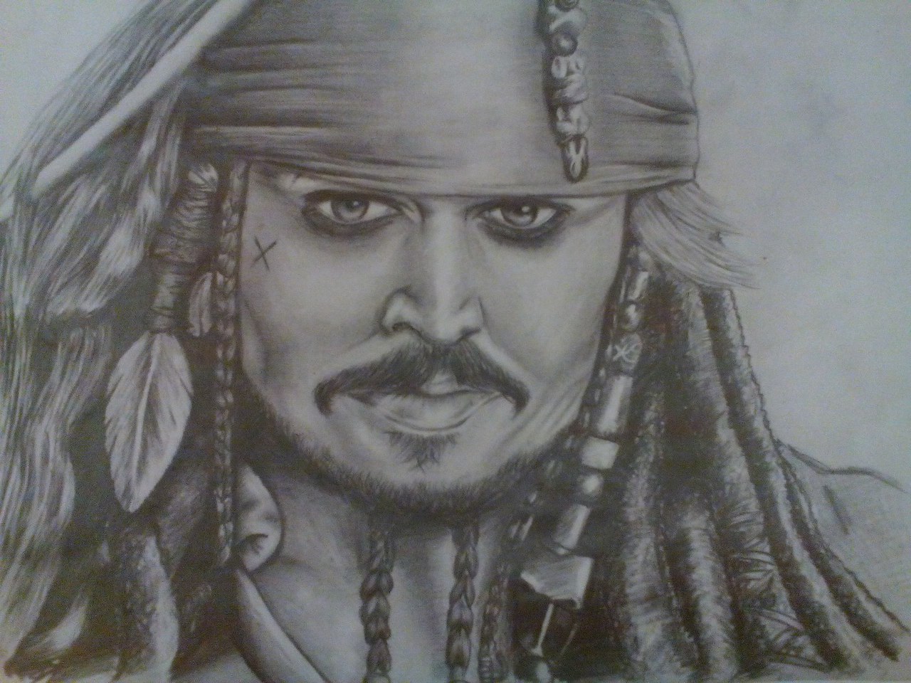 My works - My, Portrait, , Liner, , Captain Jack Sparrow, Longpost