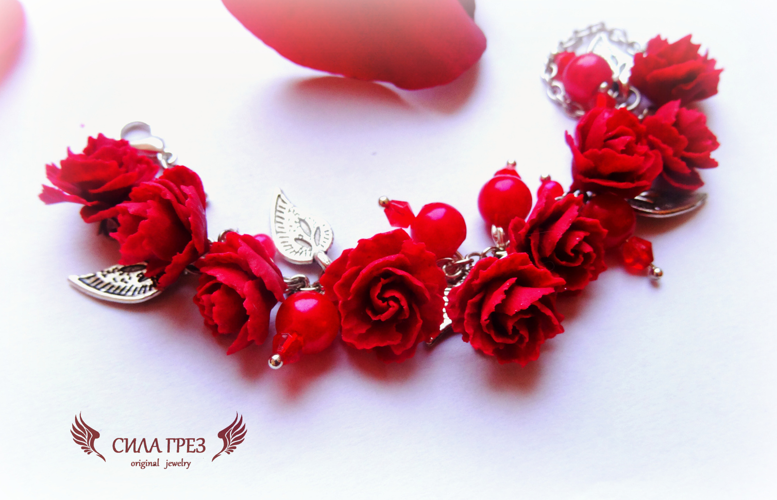 Scarlet lace. My polymer clay roses. - My, Polymer clay, Flowers, the Rose, Лепка, Handmade, Craft, Needlework, Longpost