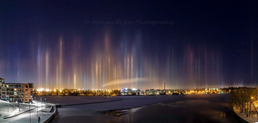 Световые столбы (light pillar) - Гало, Световые столбы, Красота, Природа, Феномен, Феномен гало, Длиннопост