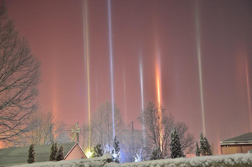 Световые столбы (light pillar) - Гало, Световые столбы, Красота, Природа, Феномен, Феномен гало, Длиннопост