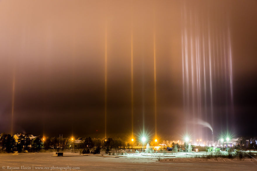 Световые столбы (light pillar) - Гало, Световые столбы, Красота, Природа, Феномен, Феномен гало, Длиннопост