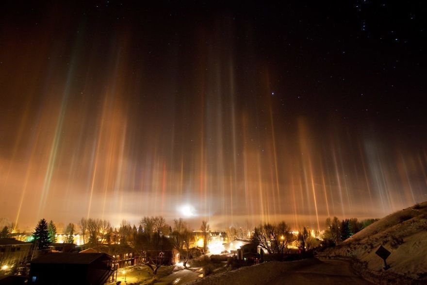 Light pillars (light pillar) - Halo, Light poles, beauty, Nature, Phenomenon, , Longpost