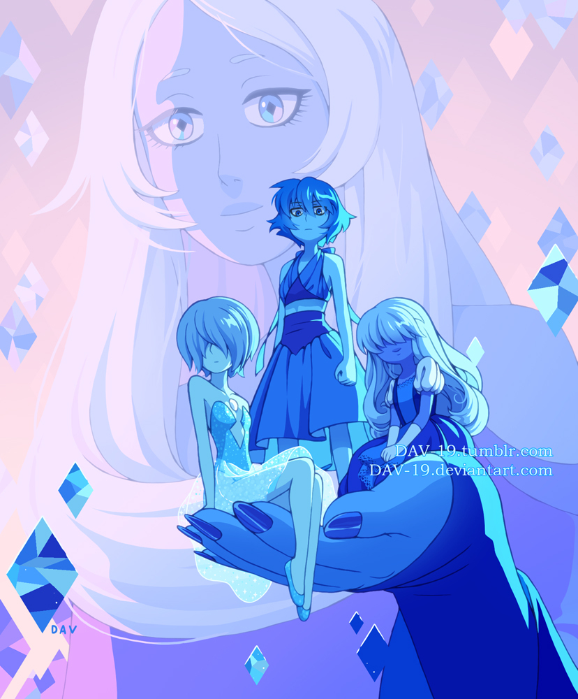 Blue Gems - Dav-19, Art, Steven universe, Lapis lazuli, Blue Diamond, Sapphire, Blue Pearl